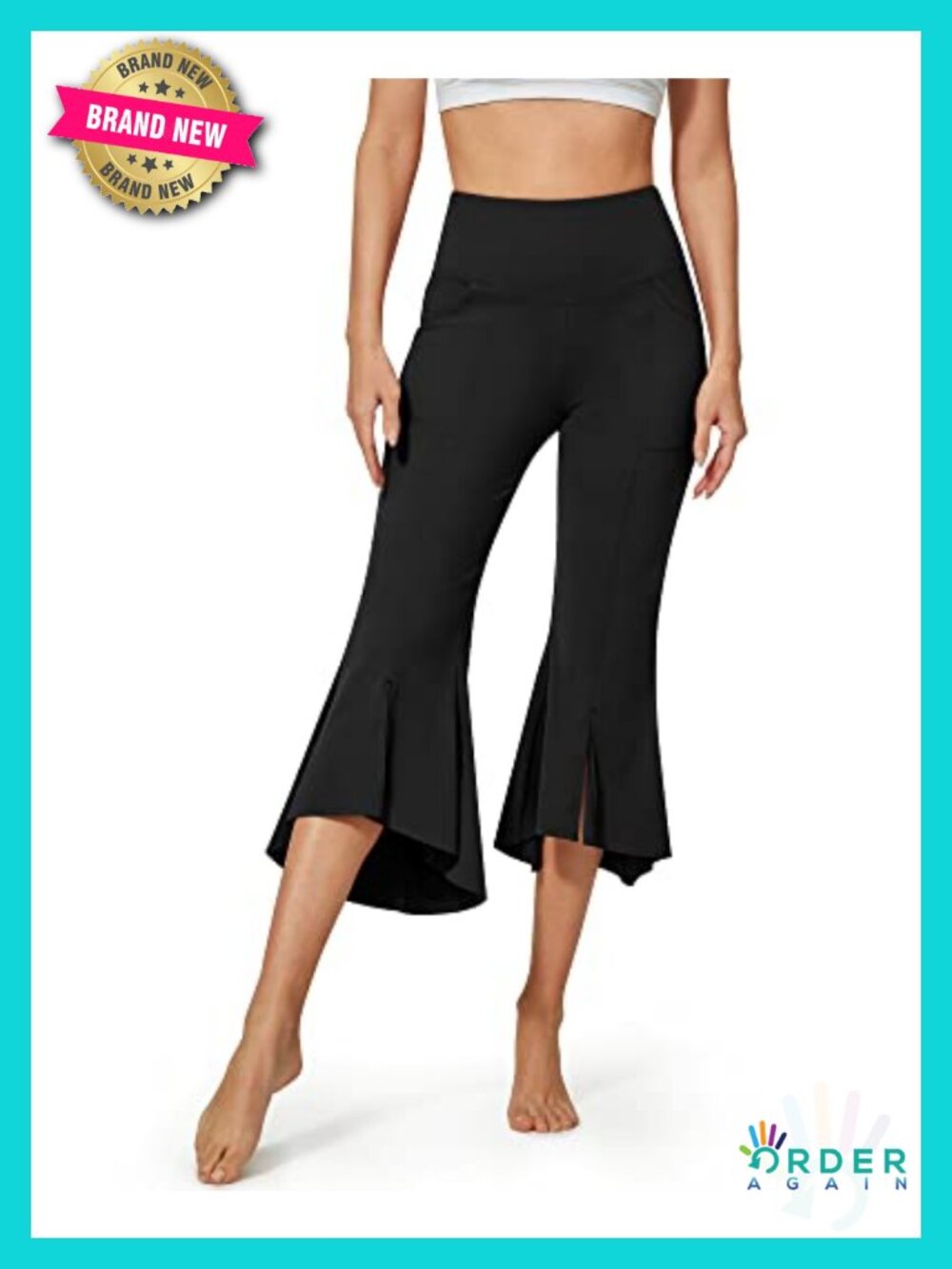 Buttery Soft High Waisted Flare Yoga Capri Pants with Pockets 4-Way Stretch
